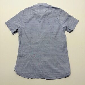 Across the Pond Mens Small Blue Short Sleeve Button Down Shirt Signature Line